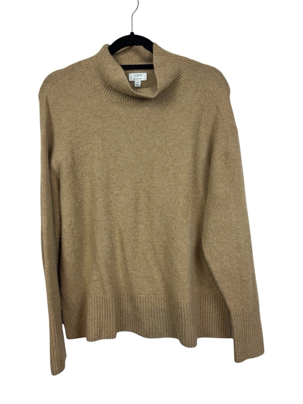 J Crew mock neck sweater extra soft tan sz M